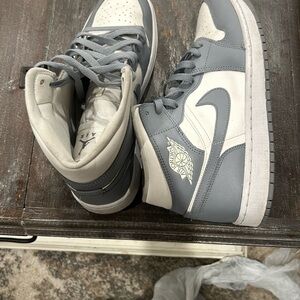 Air Jordan Gray and White High-Top Sneakers